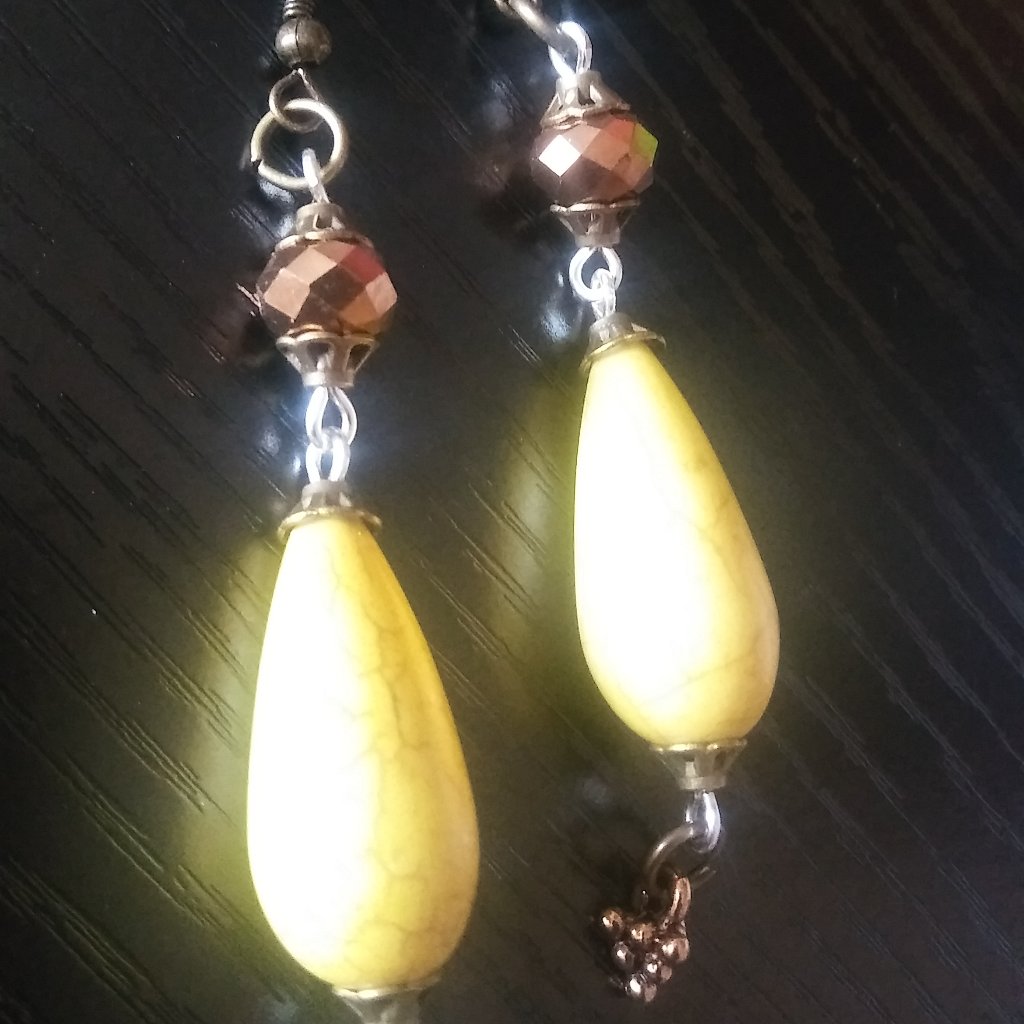 Yellow Howlite Gemstone Earrings